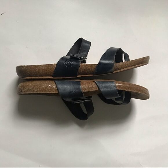 - Yokono blue leather buckle sandals with cork heel size 8 - Picture 3 of 8